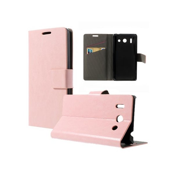 CUSTODIA FLIP ORIZZONTALE PELLE per HUAWEI ASCEND G510, U8951 DAYTONA CON STAND E TASCHE PORTA CARTE COLORE ROSA