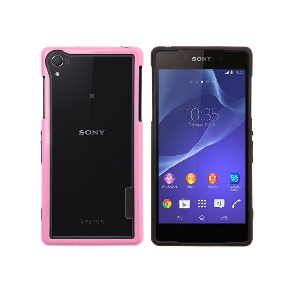 CUSTODIA BUMPER GEL TPU SILICONE SEMI-RIGIDO per SONY XPERIA Z2 COLORE NERO - ROSA