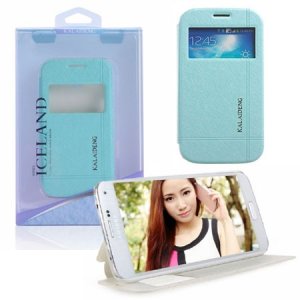 CUSTODIA FLIP ORIZZONTALE per SAMSUNG G900 GALAXY S5, S5 NEO CON STAND E FINESTRA ID AZZURRO ALTA QUALITA' ICELAND II BLISTER