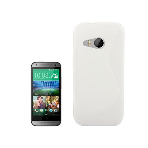 CUSTODIA GEL TPU SILICONE DOUBLE per HTC ONE 2 MINI, M8 MINI COLORE BIANCO