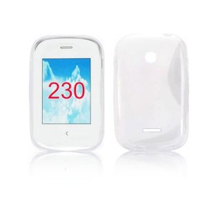 CUSTODIA GEL TPU SILICONE DOUBLE per NOKIA ASHA 230 COLORE BIANCO-TRASPARENTE