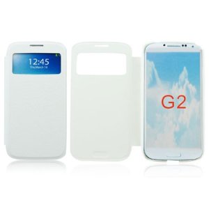 CUSTODIA FLIP ORIZZONTALE CON FINESTRA ID per LG OPTIMUS G2, D802, D802TA, D803 COLORE BIANCO (NO RIMOZIONE COVER)