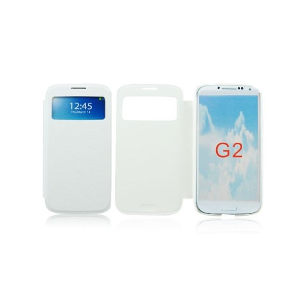 CUSTODIA FLIP ORIZZONTALE CON FINESTRA ID per LG OPTIMUS G2, D802, D802TA, D803 COLORE BIANCO (NO RIMOZIONE COVER)