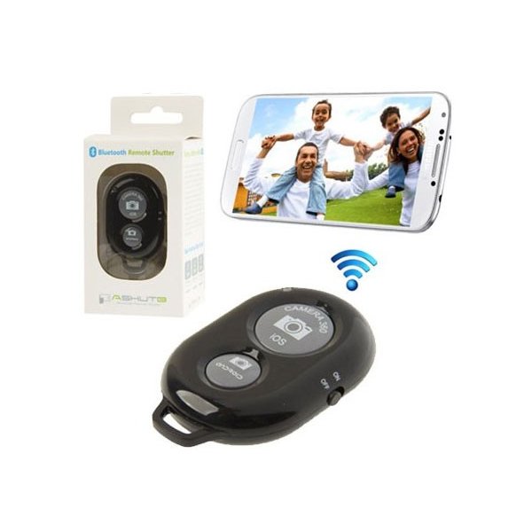 TELECOMANDO BLUETOOTH AUTOSCATTO FOTOCAMERA PER ANDROID E IOS FINO A 10MT COLORE NERO SEGUE COMPATIBILITA'...