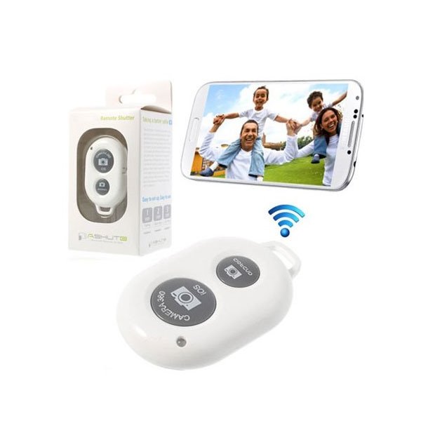 TELECOMANDO BLUETOOTH AUTOSCATTO FOTOCAMERA PER ANDROID E IOS FINO A 10MT COLORE BIANCO SEGUE COMPATIBILITA'...