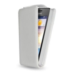 CUSTODIA FLIP VERTICALE PELLE per HUAWEI ASCEND Y330 COLORE BIANCO