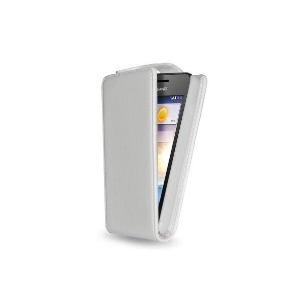 CUSTODIA FLIP VERTICALE PELLE per HUAWEI ASCEND Y330 COLORE BIANCO