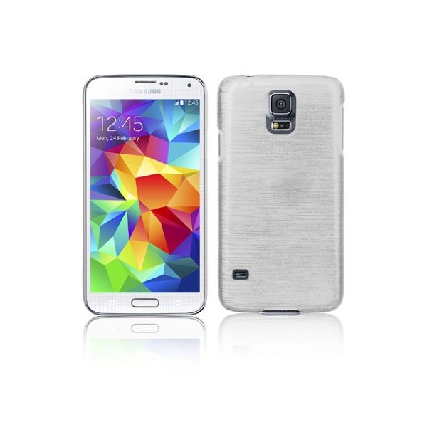 CUSTODIA BACK RIGIDA per SAMSUNG G900F GALAXY S5, GALAXY S5 NEO G903F, GALAXY S5 PLUS COLORE BIANCO EFFETTO METALLICO