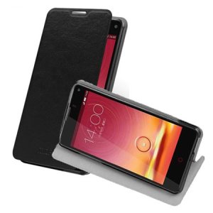 CUSTODIA FLIP ORIZZONTALE PELLE per ZTE NUBIA Z5s MINI CON STAND E INTERNO IN TPU SILICONE COLORE NERO