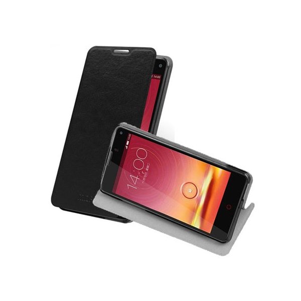 CUSTODIA FLIP ORIZZONTALE PELLE per ZTE NUBIA Z5s MINI CON STAND E INTERNO IN TPU SILICONE COLORE NERO