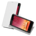 CUSTODIA FLIP ORIZZONTALE PELLE per ZTE NUBIA Z5s MINI CON STAND E INTERNO IN TPU SILICONE COLORE BIANCO