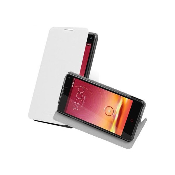 CUSTODIA FLIP ORIZZONTALE PELLE per ZTE NUBIA Z5s MINI CON STAND E INTERNO IN TPU SILICONE COLORE BIANCO