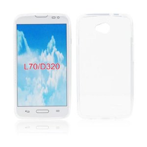 CUSTODIA GEL TPU SILICONE per LG L70 D320N, L70 DUAL SIM D325 COLORE BIANCO TRASPARENTE