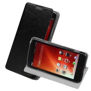 CUSTODIA FLIP ORIZZONTALE PELLE per ZTE NUBIA Z5s CON STAND E INTERNO IN TPU SILICONE COLORE NERO