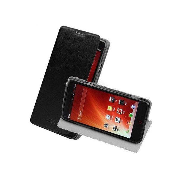 CUSTODIA FLIP ORIZZONTALE PELLE per ZTE NUBIA Z5s CON STAND E INTERNO IN TPU SILICONE COLORE NERO