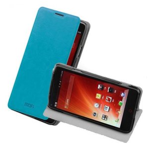 CUSTODIA FLIP ORIZZONTALE PELLE per ZTE NUBIA Z5s CON STAND E INTERNO IN TPU SILICONE COLORE AZZURRO