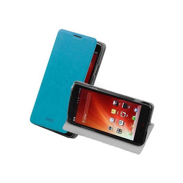 CUSTODIA FLIP ORIZZONTALE PELLE per ZTE NUBIA Z5s CON STAND E INTERNO IN TPU SILICONE COLORE AZZURRO