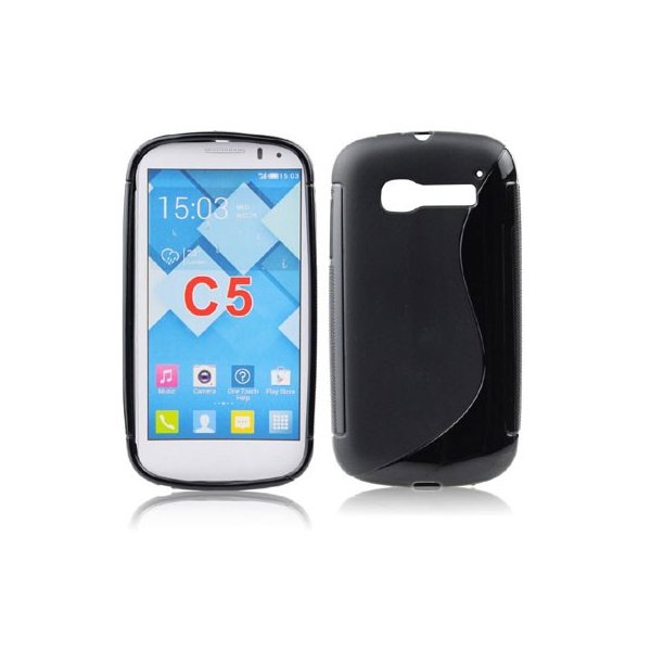 CUSTODIA GEL TPU SILICONE DOUBLE per ALCATEL ONE TOUCH POP C5 COLORE NERO