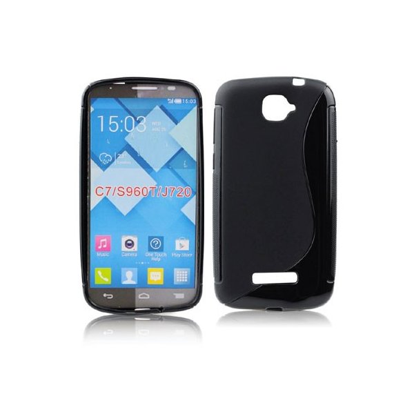 CUSTODIA TPU SILICONE DOUBLE per ALCATEL ONE TOUCH POP C7 DUAL SIM, OT-7040D COLORE NERO