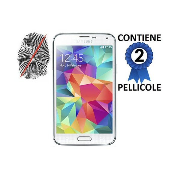 PELLICOLA PROTEGGI DISPLAY ANTI IMPRONTA per SAMSUNG G800 GALAXY S5 MINI CONFEZIONE 2 PEZZI