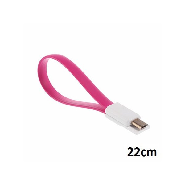 CAVO MICRO USB PIATTO MAGNETICO - LUNGHEZZA 22 CM COLORE ROSA