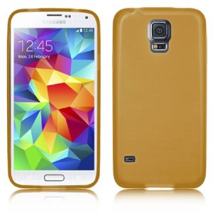 CUSTODIA GEL TPU SILICONE LUCIDA per SAMSUNG G900F GALAXY S5, GALAXY S5 NEO G903F, GALAXY S5 PLUS COLORE CARAMELLO