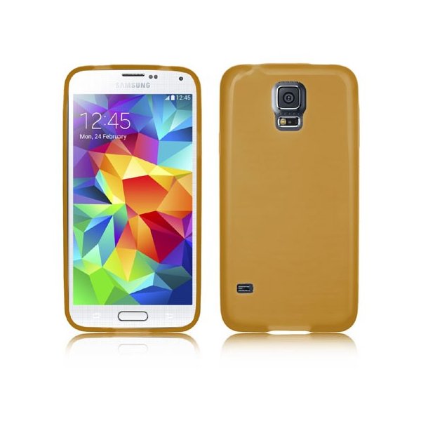 CUSTODIA GEL TPU SILICONE LUCIDA per SAMSUNG G900F GALAXY S5, GALAXY S5 NEO G903F, GALAXY S5 PLUS COLORE CARAMELLO