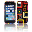 CUSTODIA GEL TPU SILICONE per APPLE IPHONE 5, 5S FANTASIA QUADRI COLORATI SU SFONDO NERO