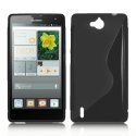 CUSTODIA GEL TPU SILICONE DOUBLE per HUAWEI ASCEND G740, ORANGE YUMO COLORE NERO