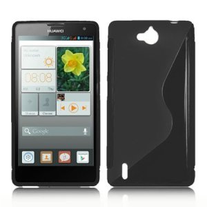 CUSTODIA GEL TPU SILICONE DOUBLE per HUAWEI ASCEND G740, ORANGE YUMO COLORE NERO