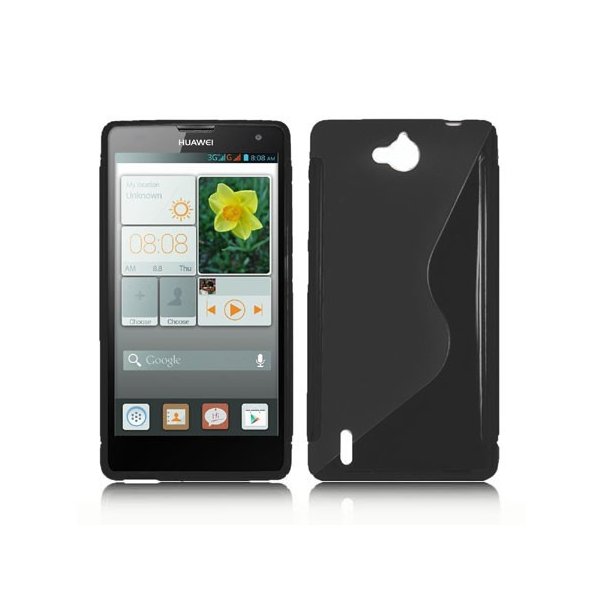 CUSTODIA GEL TPU SILICONE DOUBLE per HUAWEI ASCEND G740, ORANGE YUMO COLORE NERO