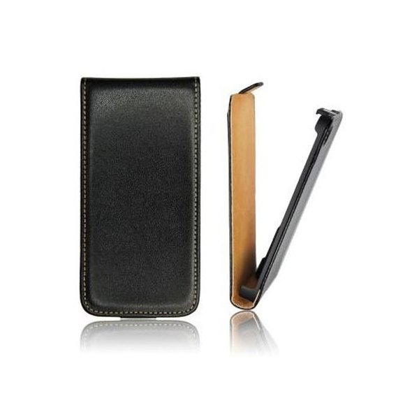 CUSTODIA FLIP VERTICALE SLIM PELLE per HTC ONE 2 MINI, M8 MINI COLORE NERO