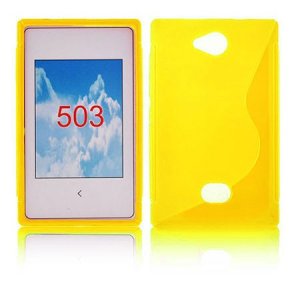 CUSTODIA GEL TPU SILICONE DOUBLE per NOKIA ASHA 503 COLORE GIALLO