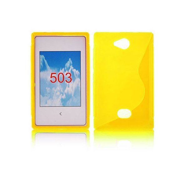 CUSTODIA GEL TPU SILICONE DOUBLE per NOKIA ASHA 503 COLORE GIALLO