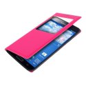 CUSTODIA FLIP COVER ORIZZONTALE per SAMSUNG G900F GALAXY S5, GALAXY S5 NEO G903F CON FINESTRA ID COLORE ROSA