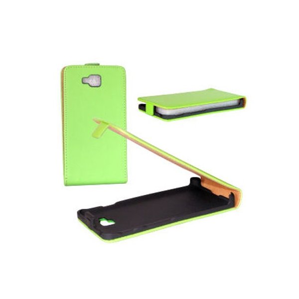 CUSTODIA FLIP VERTICALE SLIM PELLE per LG OPTIMUS L9 II, D605 COLORE VERDE