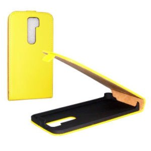 CUSTODIA SLIM VERTICALE FLIP PELLE per LG OPTIMUS G2, D802, D802TA, D803 COLORE GIALLO