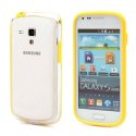 CUSTODIA BUMPER GEL TPU SILICONE SEMI-RIGIDO per SAMSUNG S7562 GALAXY S DUOS COLORE GIALLO-TRASPARENTE-GIALLO