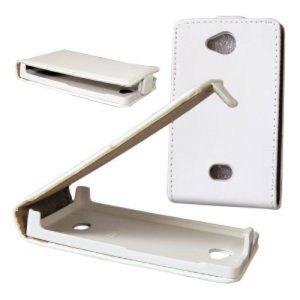 CUSTODIA FLIP VERTICALE SLIM PELLE per NOKIA ASHA 503 COLORE BIANCO