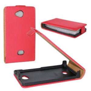 CUSTODIA FLIP VERTICALE SLIM PELLE per NOKIA ASHA 503 COLORE ROSSO