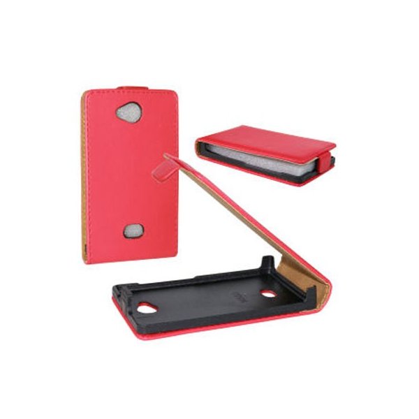 CUSTODIA FLIP VERTICALE SLIM PELLE per NOKIA ASHA 503 COLORE ROSSO