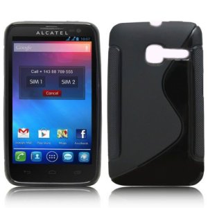 CUSTODIA GEL TPU SILICONE DOUBLE per ALCATEL ONE TOUCH 3040 TRIBE COLORE NERO