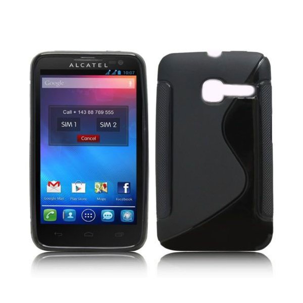 CUSTODIA GEL TPU SILICONE DOUBLE per ALCATEL ONE TOUCH 3040 TRIBE COLORE NERO