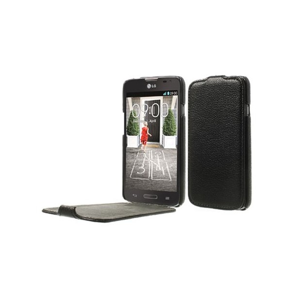 CUSTODIA FLIP VERTICALE ULTRA SLIM PELLE per LG L70 D320N, L70 DUAL SIM D325 COLORE NERO