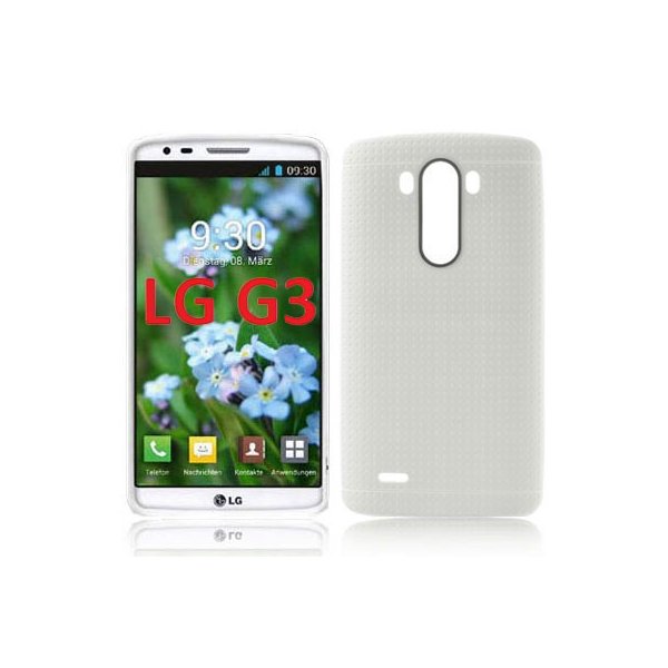 CUSTODIA GEL TPU SILICONE per LG G3 D850, D855, LS990 COLORE BIANCO EFFETTO PUNTINATO