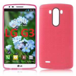 CUSTODIA GEL TPU SILICONE per LG G3 D850, D855, LS990 COLORE ROSA EFFETTO PUNTINATO