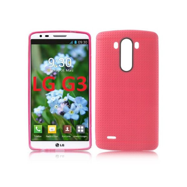 CUSTODIA GEL TPU SILICONE per LG G3 D850, D855, LS990 COLORE ROSA EFFETTO PUNTINATO