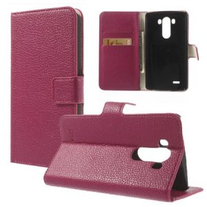 CUSTODIA FLIP ORIZZONTALE PELLE RUVIDA per LG G3 D850, D855, LS990 CON STAND E PORTA CARTE COLORE ROSA