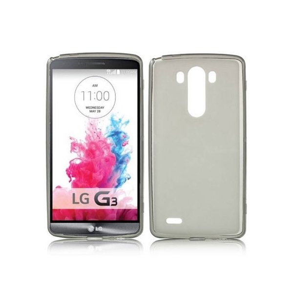 CUSTODIA GEL TPU SILICONE per LG G3 D850, D855, LS990 COLORE NERO-TRASPARENTE