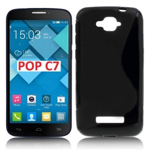 CUSTODIA GEL TPU SILICONE DOUBLE per ALCATEL ONE TOUCH POP C7, ONE TOUCH POP C7 DUAL SIM COLORE NERO